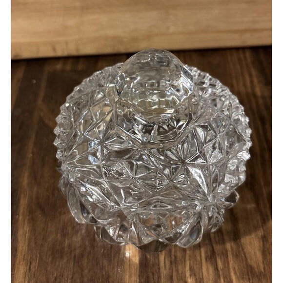 Vintage  Deep Cut Crystal Candy Dish/ Vanity Powder Holder With Lid - Picture 3 of 11